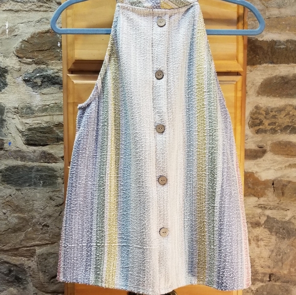 W5 Striped Multi Color Halter Style Top - Picture 2 of 2